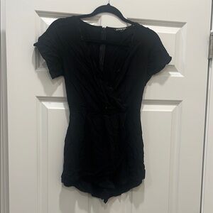 Express Black Short Sleeve Romper with lace detail